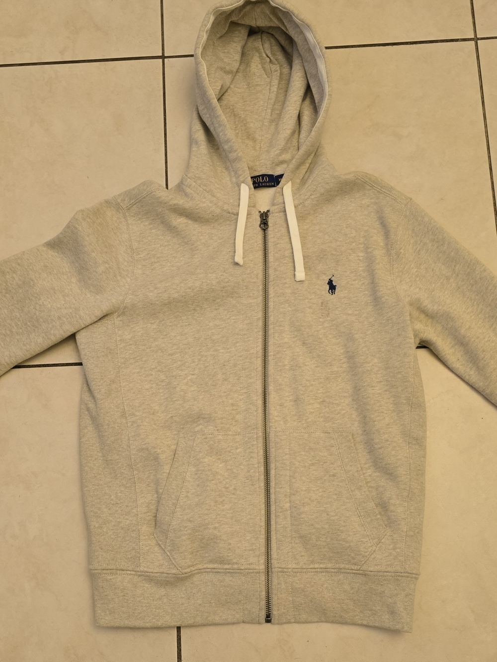 Polo by Ralph Lauren Light Mens Heather Gray Zip-Up Hooded Jacket,used